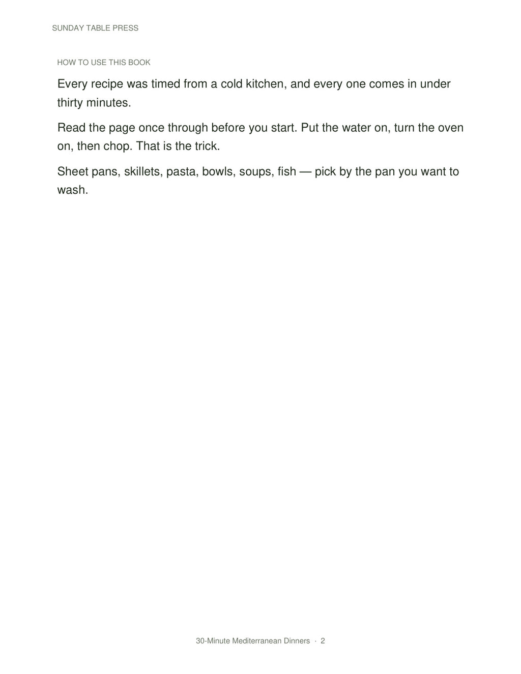 30-Minute Mediterranean Dinners — page 2, actual size