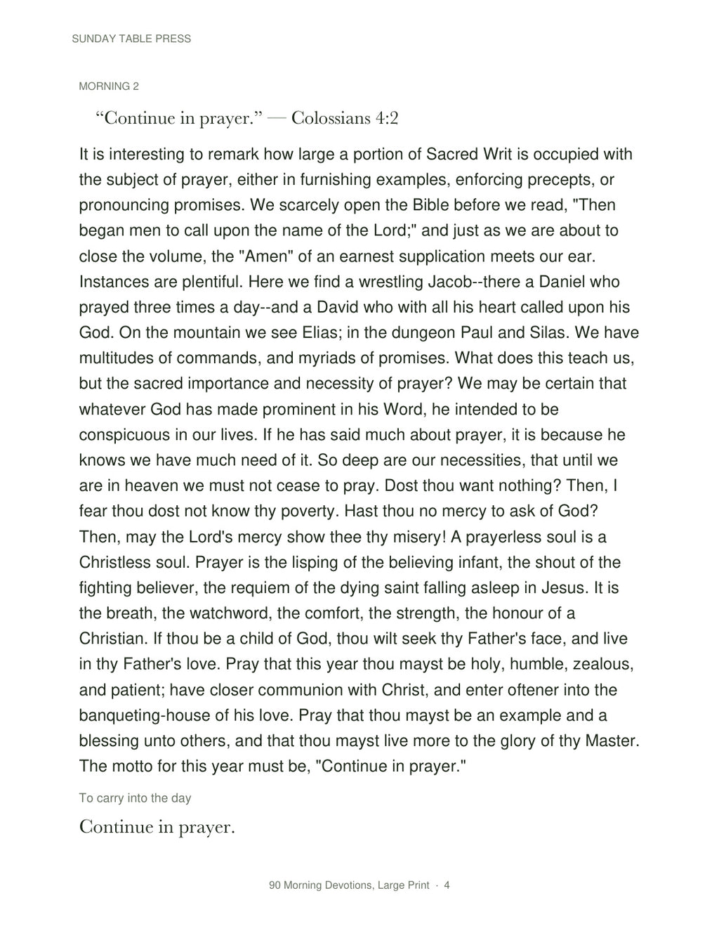 90 Morning Devotions, Large Print — page 4, actual size