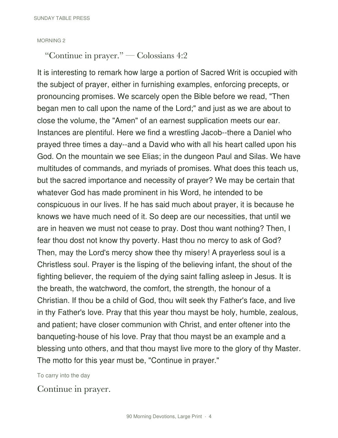 90 Morning Devotions, Large Print — page 4, actual size