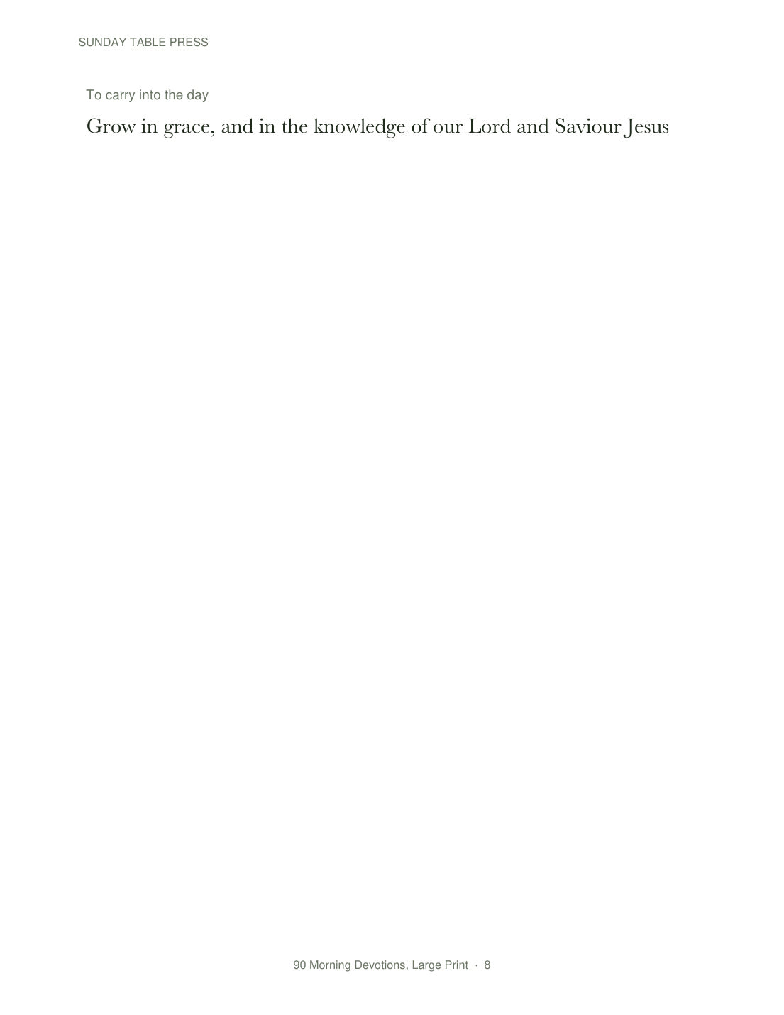 90 Morning Devotions, Large Print — page 8, actual size