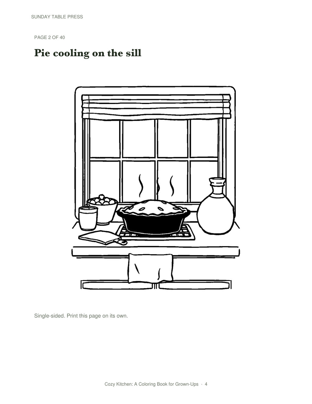 Cozy Kitchen: A Coloring Book for Grown-Ups — page 4, actual size