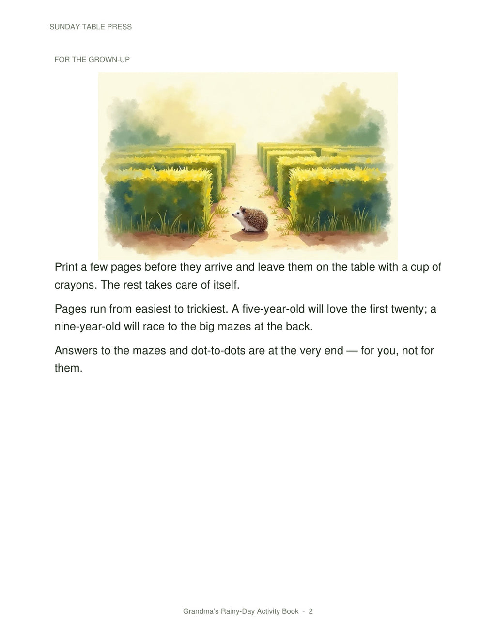 Grandma's Rainy-Day Activity Book — page 2, actual size