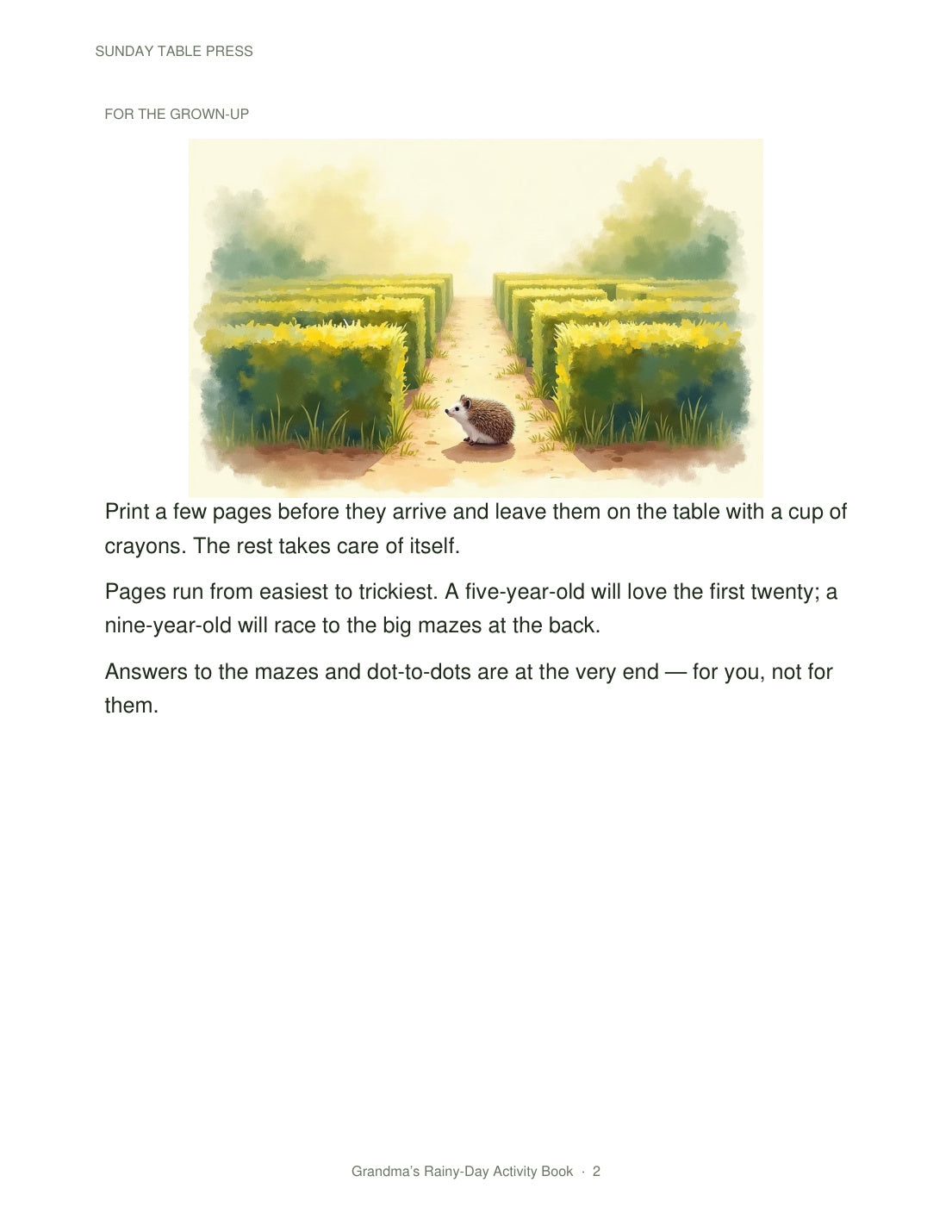 Grandma's Rainy-Day Activity Book — page 2, actual size