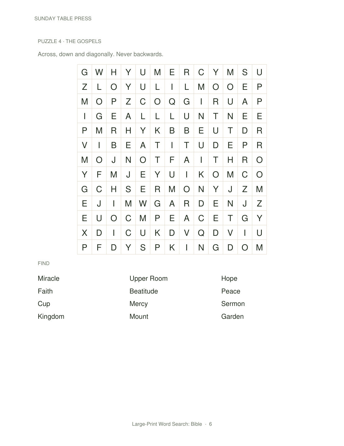Large-Print Word Search: Bible — page 6, actual size