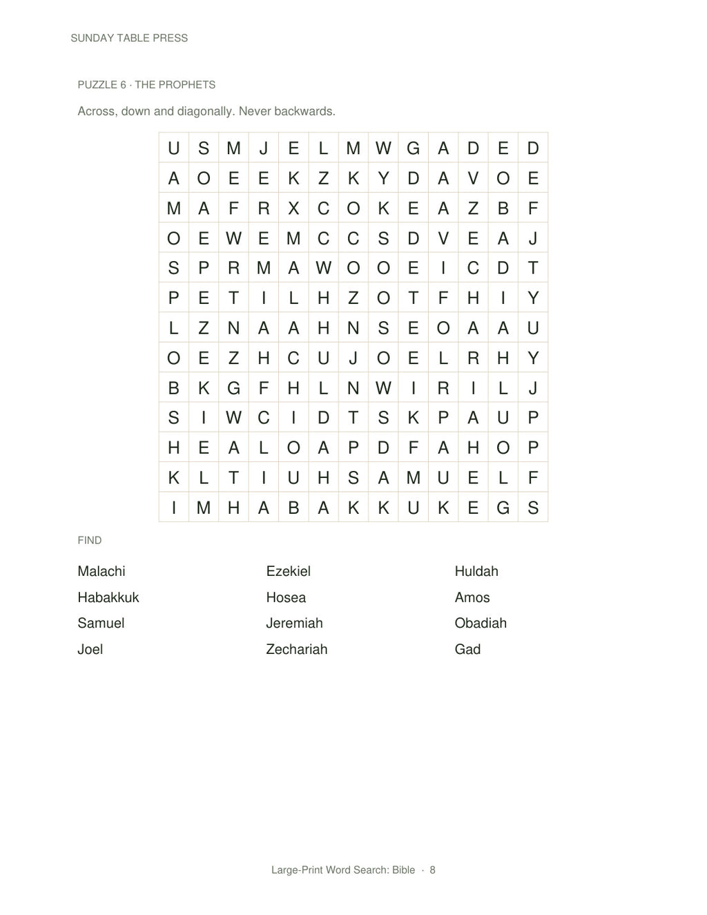 Large-Print Word Search: Bible — page 8, actual size