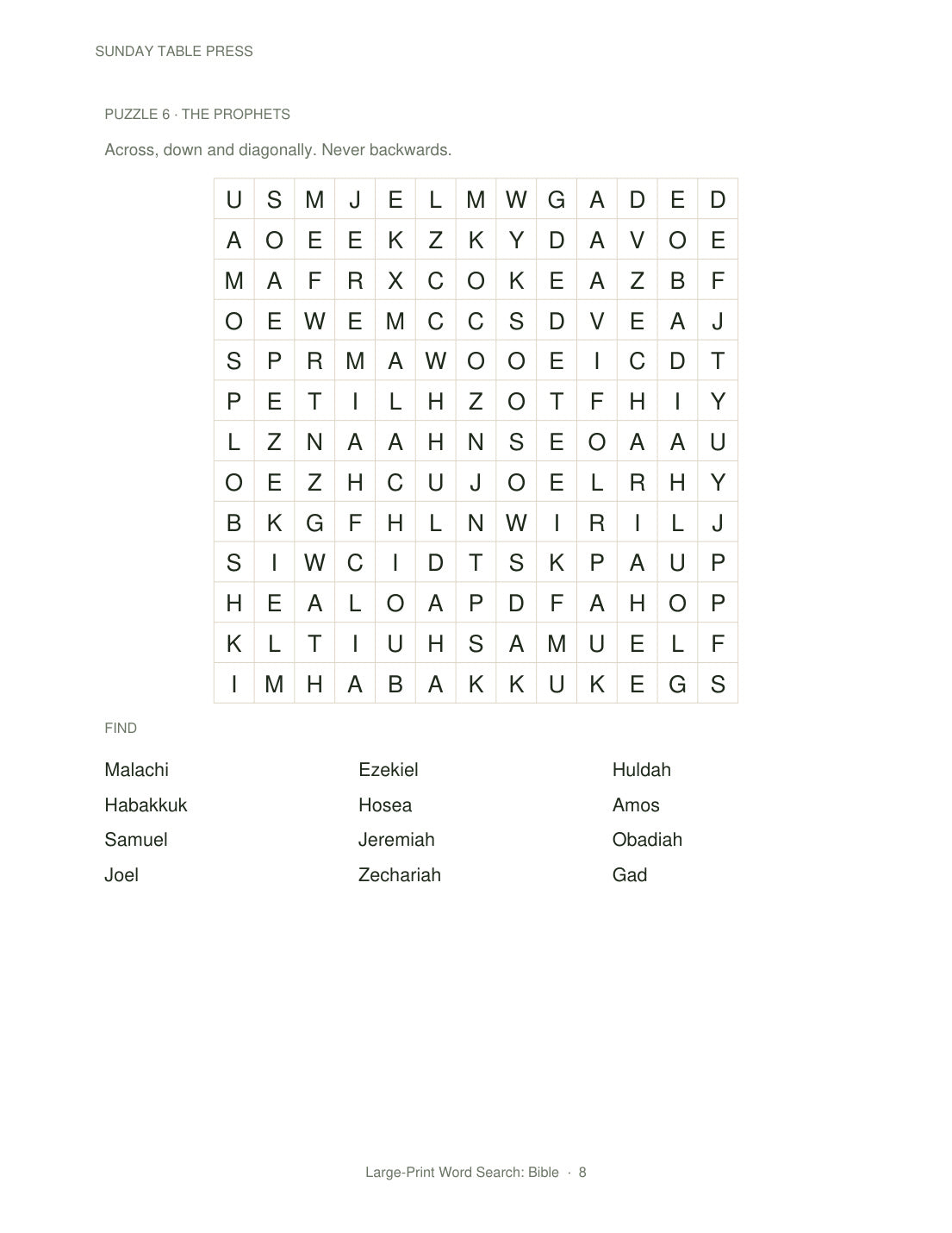 Large-Print Word Search: Bible — page 8, actual size