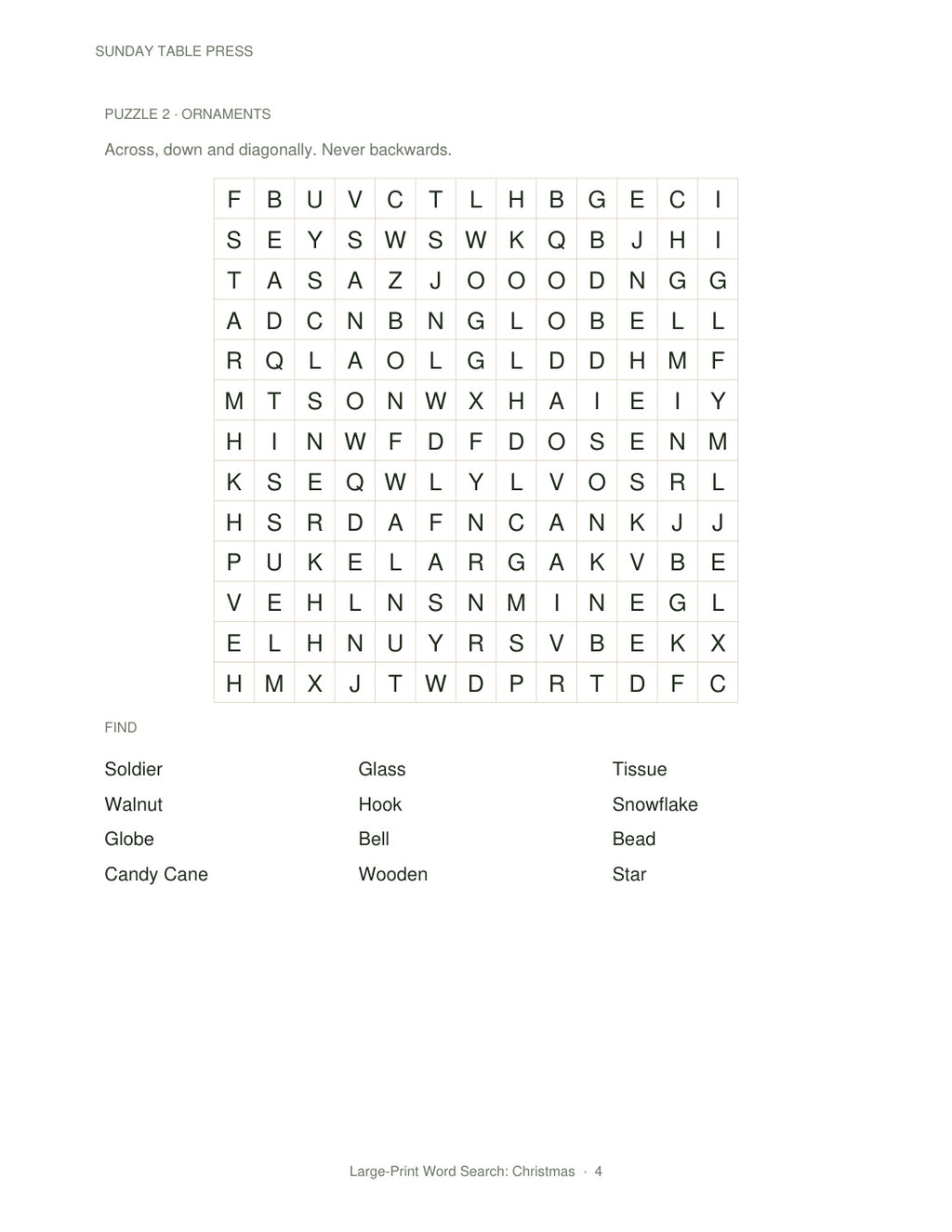 Large-Print Word Search: Christmas — page 4, actual size
