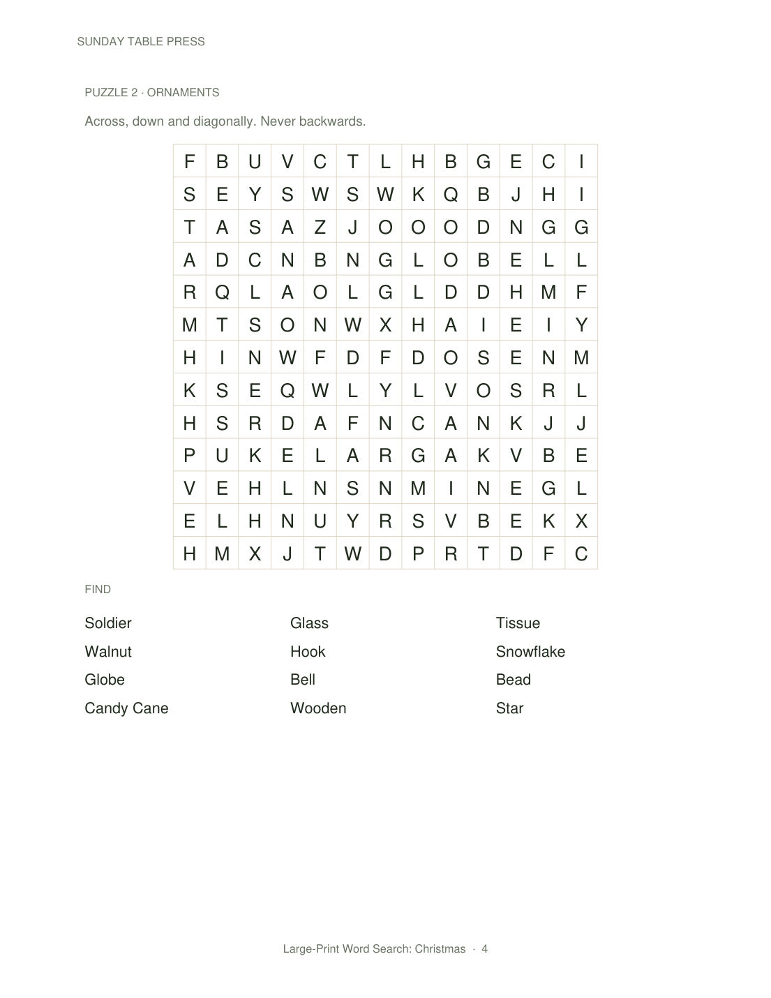 Large-Print Word Search: Christmas — page 4, actual size