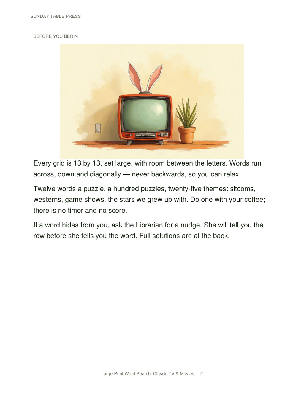 Large-Print Word Search: Classic TV & Movies — page 2, actual size