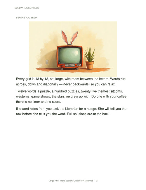 Large-Print Word Search: Classic TV & Movies — page 2, actual size