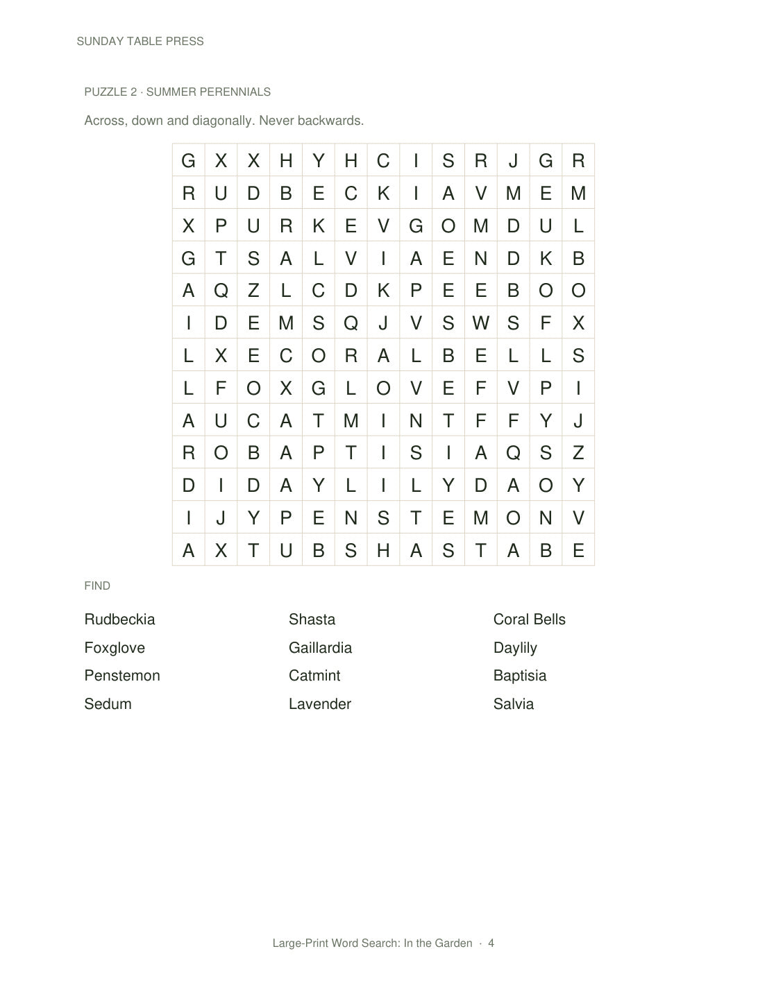 Large-Print Word Search: In the Garden — page 4, actual size