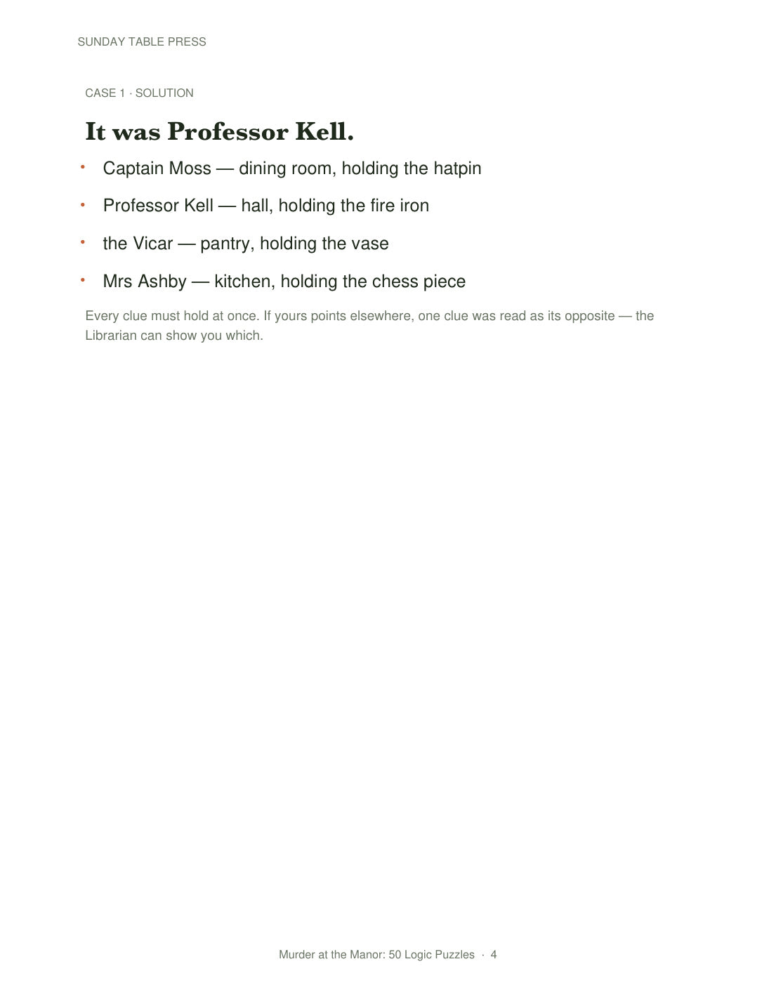 Murder at the Manor: 50 Logic Puzzles — page 4, actual size