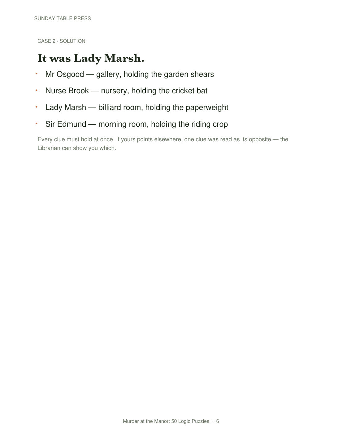 Murder at the Manor: 50 Logic Puzzles — page 6, actual size