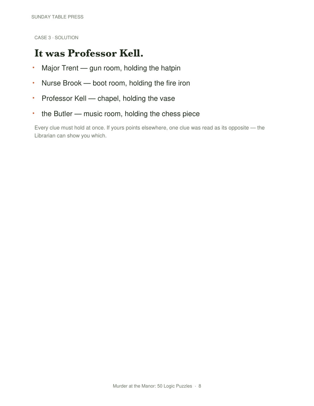 Murder at the Manor: 50 Logic Puzzles — page 8, actual size
