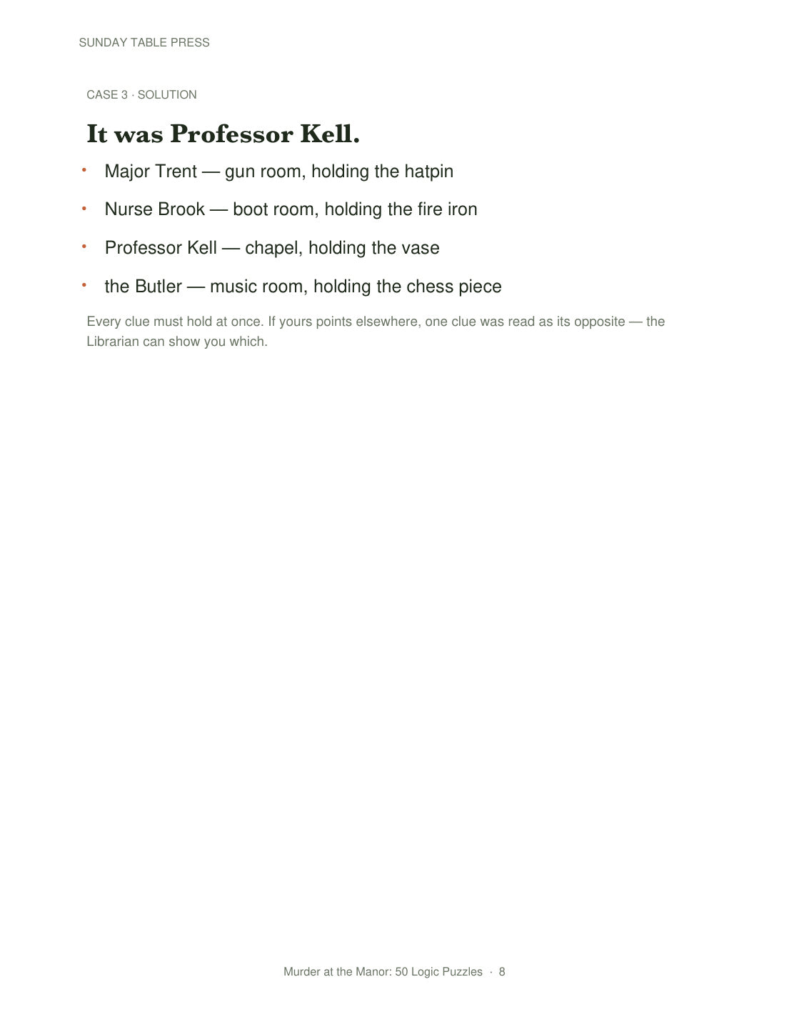 Murder at the Manor: 50 Logic Puzzles — page 8, actual size
